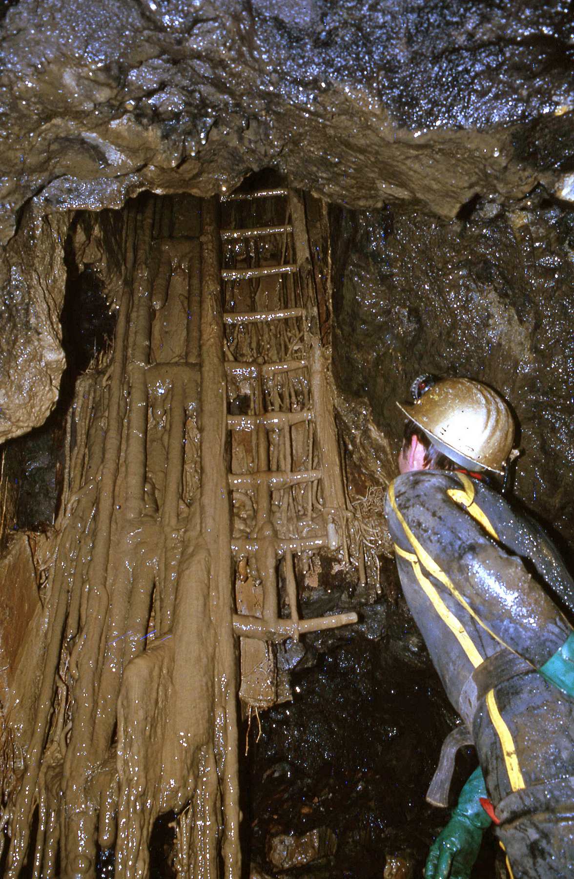 Raygill Mine Wensleydale ladderway April 1987